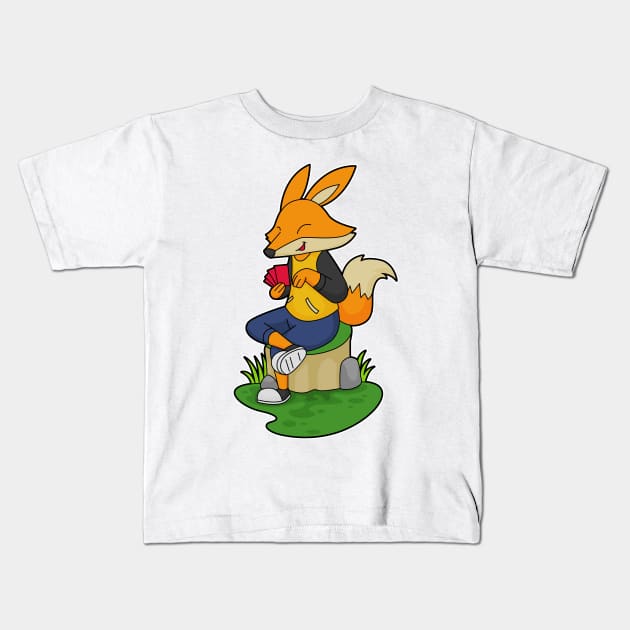 Fox Poker Poker cards Kids T-Shirt by Markus Schnabel